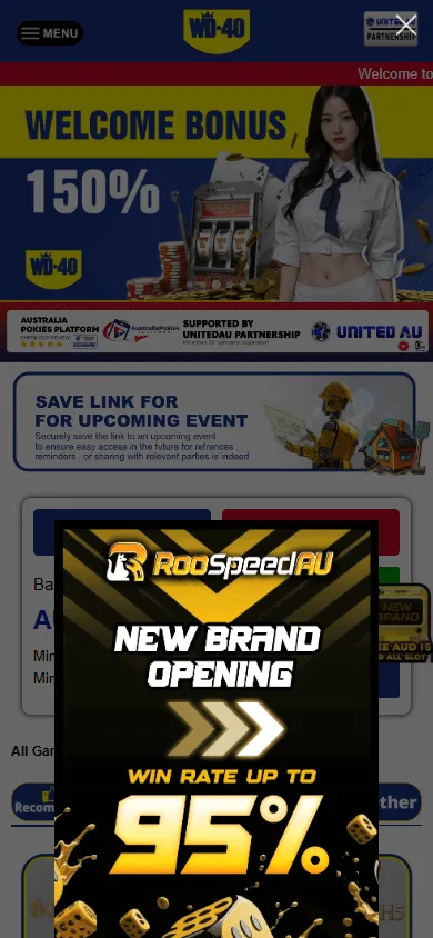Wd-40 Casino home screen on a mobile device